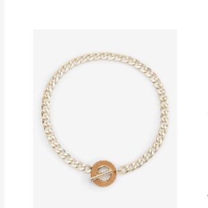 Express wooden toggle gold chain necklace